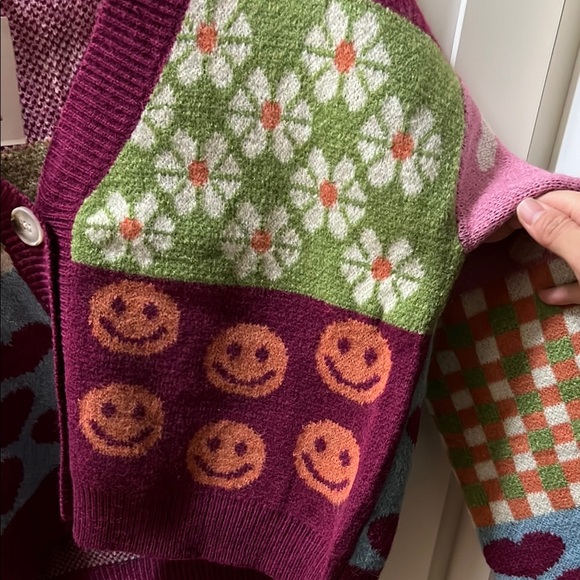 Debut hearts smiley daisy checkered cardigan - Picture 5 of 5